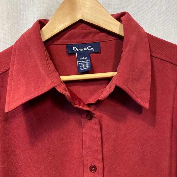 DENIM & CO SHACKET TIERRA COTTA LONG SLEEVE BUTTON UP SHIRT/ JACKET SIZE LARGE - Picture 7 of 8